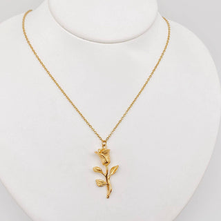 18K Gold Plated Rose Pendant Necklace