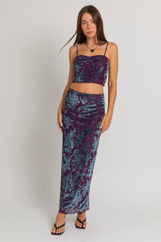 Lilac Velvet Midi Skirt
