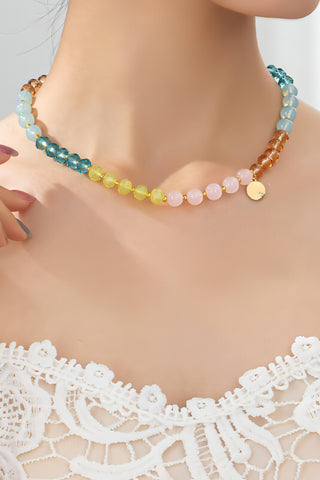 Aqua Beaded Charm Necklace