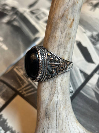 Black Stone Biker Ring