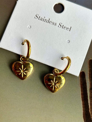 Heart-shaped 18K Gold-plated Huggie Earrings