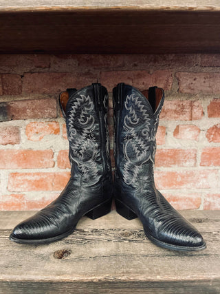 Vintage Dan Post Teju Lizard Cowboy Boots M Sz 11