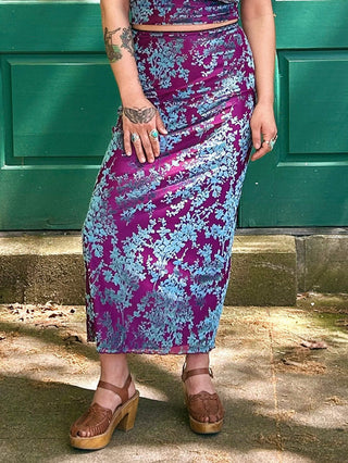 Lilac Velvet Midi Skirt