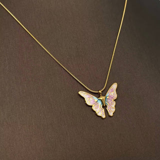 18k Gold Plated Enamel Butterfly Necklace