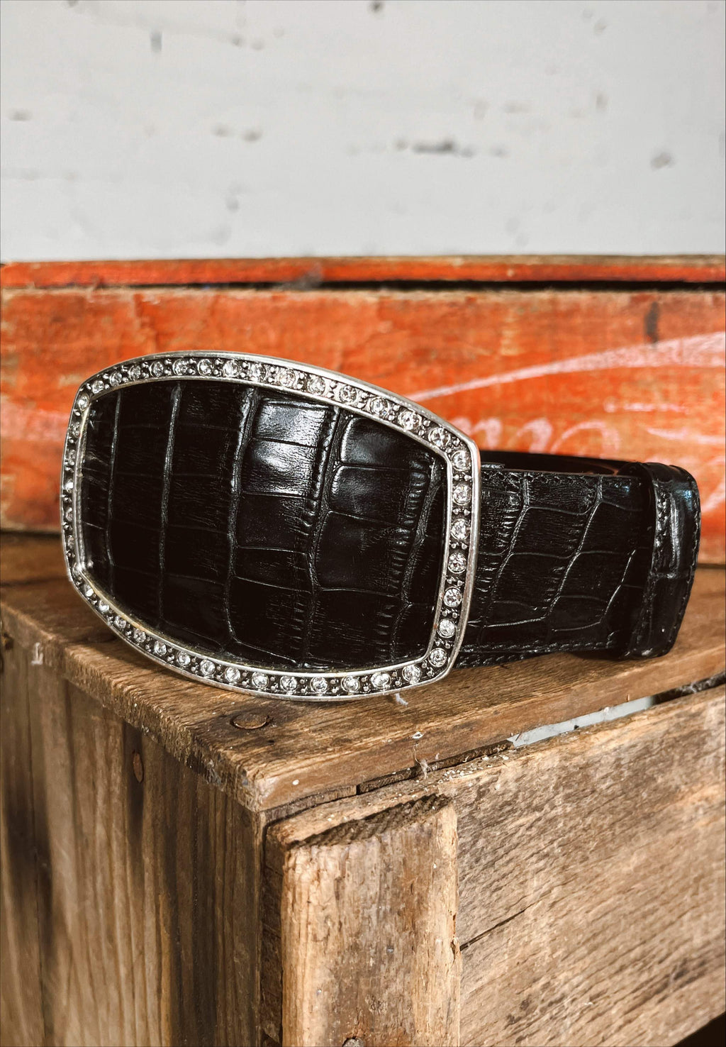 Richard Gampel Made in France Brown Leather Belt Blue Stone Western Size 30 Richard gampel paris moka - Gem main image 4