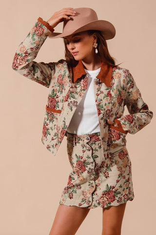 Letting Me Down Jacquard Tapestry Mini Skirt