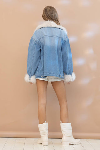 Big Sky Country Faux Fur Collar Denim Jacket
