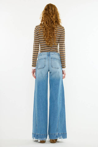 Birdeen Mid Rise Super Wide Flare Jeans