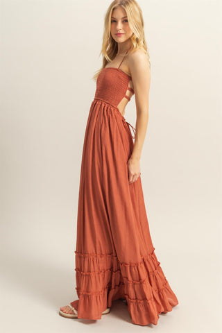 Where We Belong Smocked Halter Dress