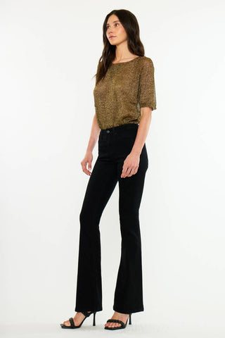 Ilene Black Mid Rise Flare Pants