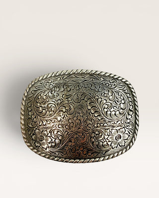 Vintage Nocona Buckles Etched Flower Belt Buckle
