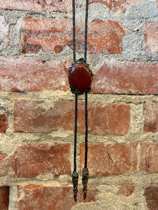Red Agate Stone Bolo Tie