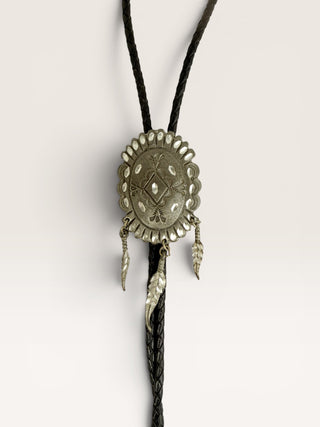 Vintage Silver Feather Bolo Tie