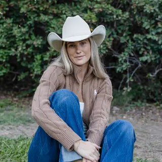 Dutch Cattleman Faux Suede Cowboy Hat Cream