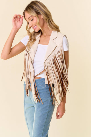 Cowboy Cream Fringe Collar Vest