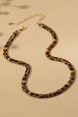 Atomic Double Sided Leopard/Gold Print Chain Necklace