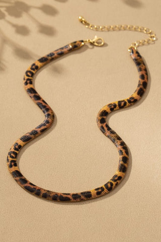 Atomic Double Sided Leopard/Gold Print Chain Necklace
