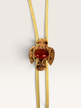 Copper Eagle and Red Stone Bolo Tie