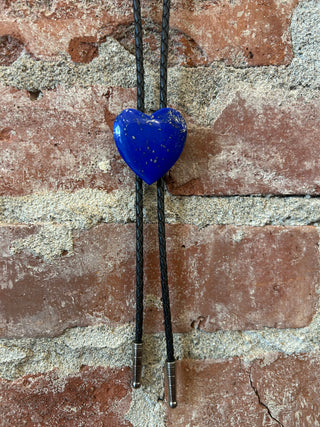 Blue Heart Stone Bolo Tie