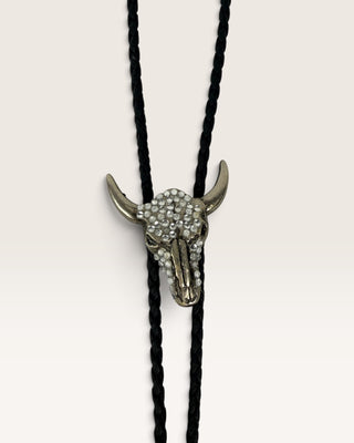 Bedazzled Steer Skull Bolo Tie
