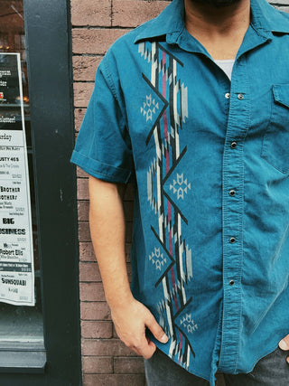 Men's Vintage Short Sleeve Wrangler Snap Up Sz XL