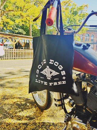 Gold Dogs Live Free Tote Bag