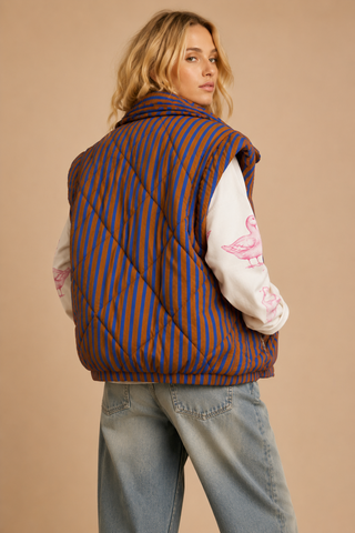 Remi Striped Puffer Vest