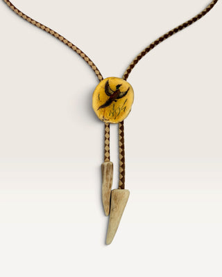 Vintage Pheasant on Bone Specialty Bolo Tie