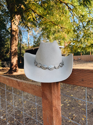 Twister Hat Band  1" Silver Conchos