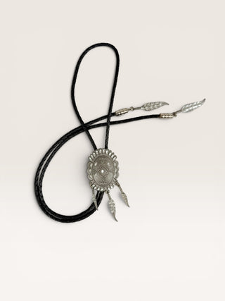 Vintage Silver Feather Bolo Tie