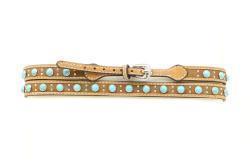 Genuine Leather Hat Band With Turquoise Stones