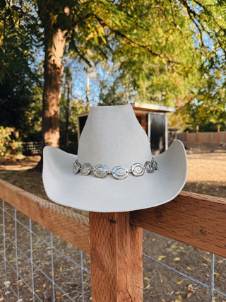 Twister Hat Band  1" Silver Conchos