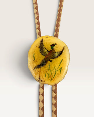 Vintage Pheasant on Bone Specialty Bolo Tie