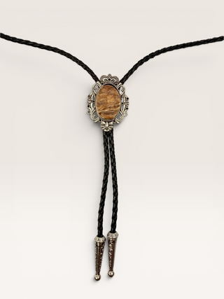 Silver Bezeled Antler Bolo Tie