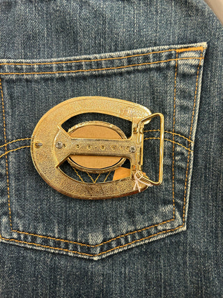 Abalone Horse Shoe Belt Buckle