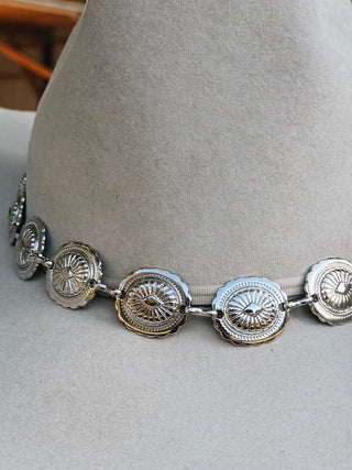 Twister Hat Band  1" Silver Conchos