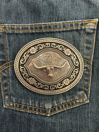 Long Horn Belt Buckle