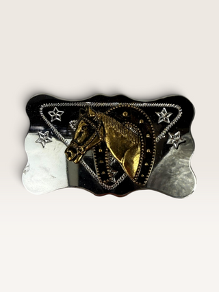 Horse and Horseshoe Belt Buckle