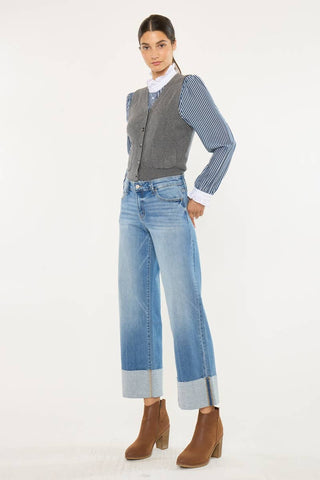 Kenny Mid Rise Cropped Wide Leg Jeans