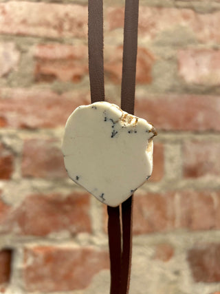 Leather Banded Datolite Bolo Tie