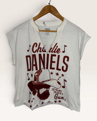 Charlie Daniels Simple V-Neck T-Shirt Chop Shop