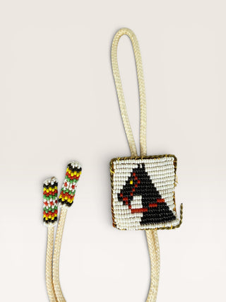 Vintage Hand Beaded Horse Bolo Tie