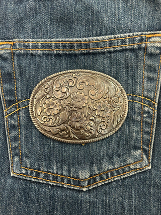 Tooled flowers Belt Buckle