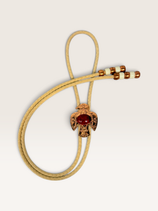 Copper Eagle and Red Stone Bolo Tie