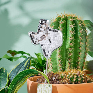 Disco Texas Mirror Disco Ball Plant Stake