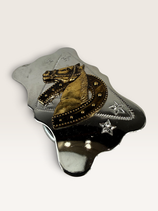 Horse and Horseshoe Belt Buckle