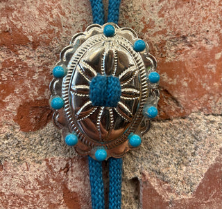 Blue Silver Bolo Tie