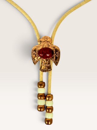 Copper Eagle and Red Stone Bolo Tie