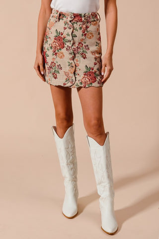 Letting Me Down Jacquard Tapestry Mini Skirt