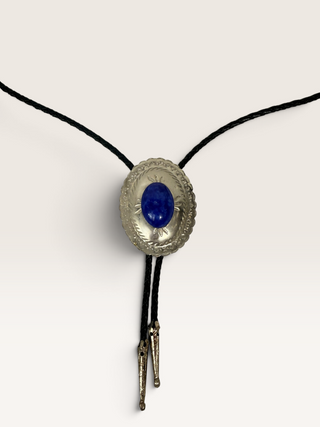 Stamped Silver Concho with Blue Stone